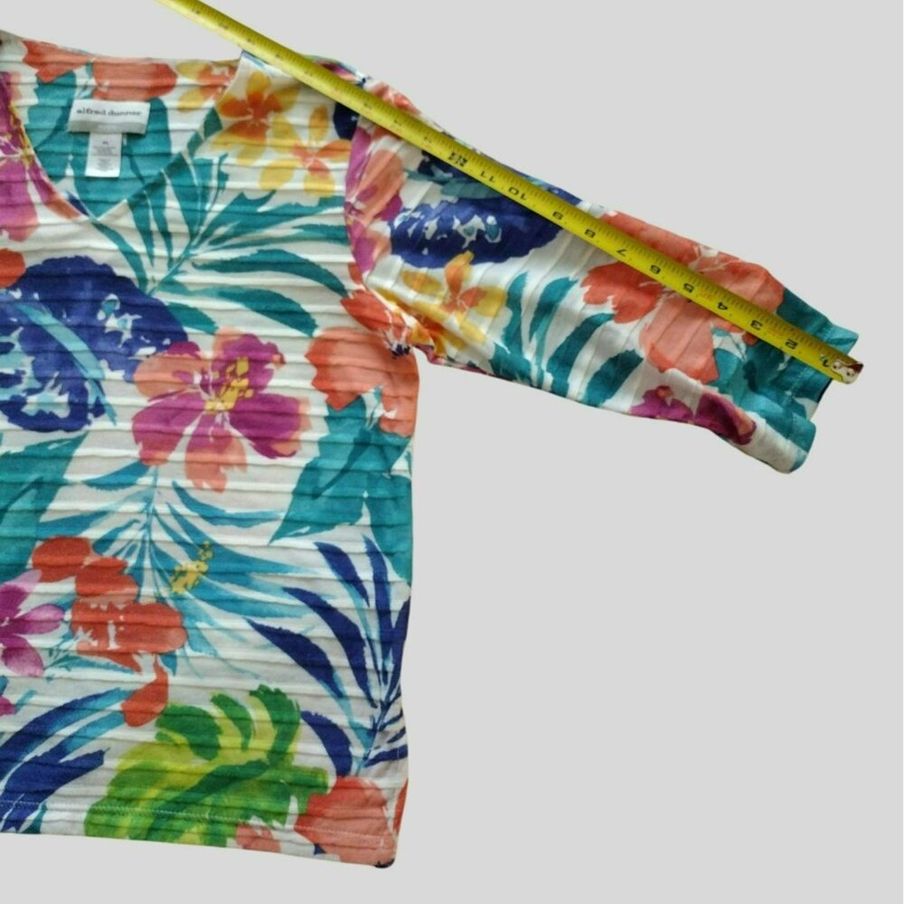 Alfred Dunner Womens Petite PS V-Neck Floral Print Top 3/4 Sleeve Tropical Print - Picture 7 of 9